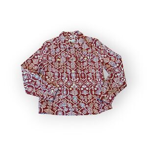 Liz Claiborne Jacket Blazer Womens 12 Red Burgandy Paisley Button Up